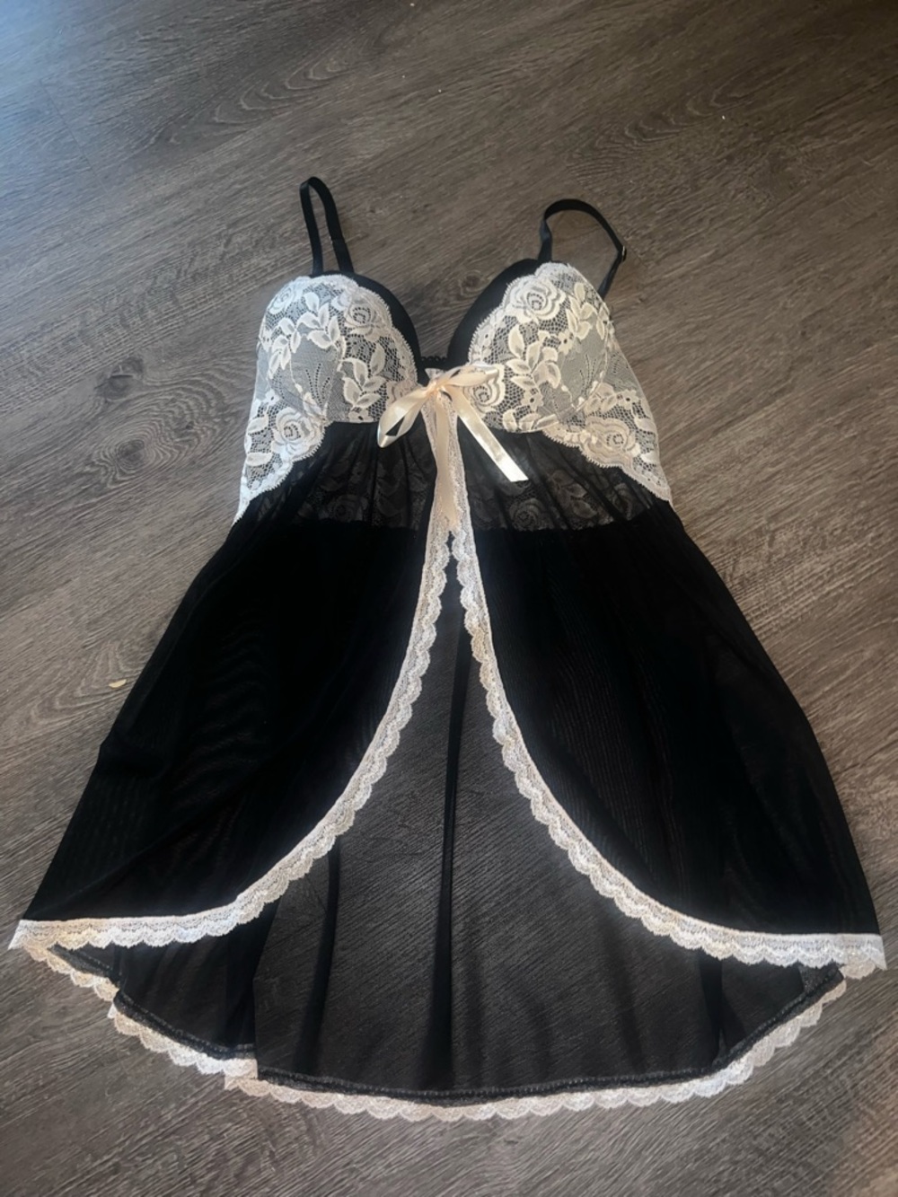 Jessica Simpson Black Lingerie with Pink Lace and Bow